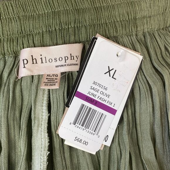 Philosophy Sage Green & Ivory Print Bohemian Peasant Festival Maxi Skirt NEW XL - Picture 6 of 7